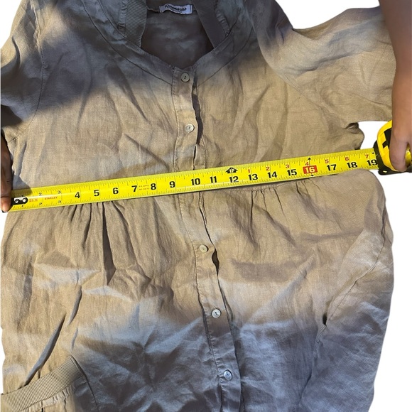 Rosemarine 100% Linen Casual Tan Button-Down Women's Top - Picture 4 of 5